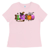 Bubblegum Pink halloween blessed Ladies Tee - AdoDesignShop