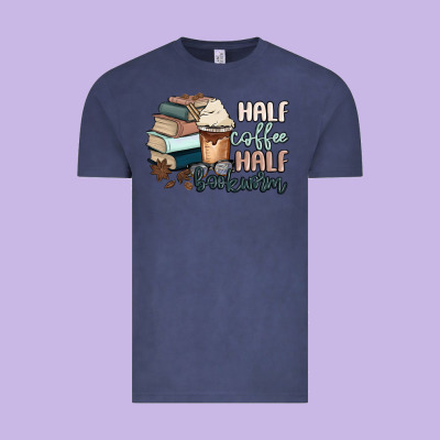 Half Coffee Half Bookworm Vintage Tee Designed By Maliassmallbusiness