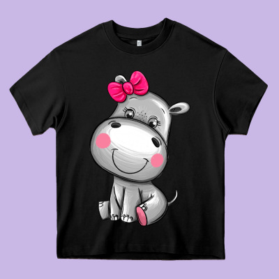 Cute Hippopotamus Heavy Core Tee Designed By Adodesignshop