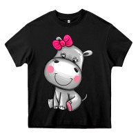 Black cute hippopotamus Heavy Core Tee - AdoDesignShop