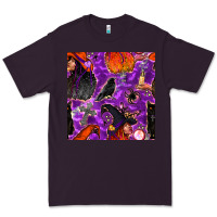 Plum halloween witch seamless pattern Premium Tee - BundleAndBundleShop