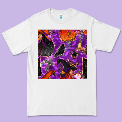 Halloween Witch Seamless Pattern Premium Tee Designed By Bundleandbundleshop
