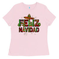 Bubblegum Pink feliz navidad Ladies Tee - JahusDesignShop