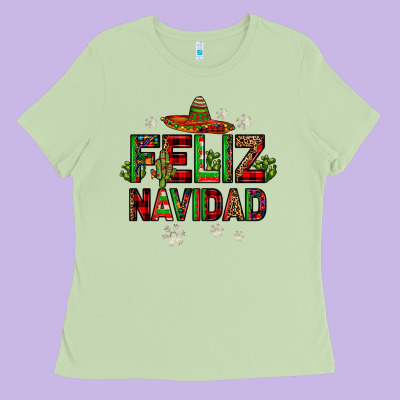 Feliz Navidad Ladies Tee Designed By Jahusdesignshop