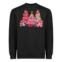 Black Pink Christmas trees Heavyweight Sweatshirt - NancyCooperArtShop