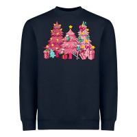 Navy Pink Christmas trees Heavyweight Sweatshirt - NancyCooperArtShop