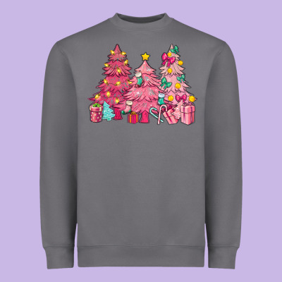 Pink Christmas Trees Heavyweight Sweatshirt Designed By Nancycooperartshop