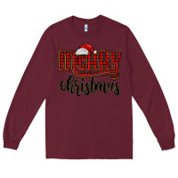 Burgundy merry christmas Long Sleeve Tee - MaliasSmallBusiness