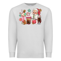 Dove Grey pink santa christmas santa coffe cups Premium Sweatshirt - CowGirlArtShop
