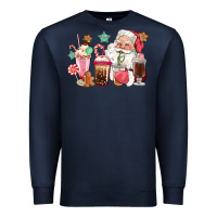 Navy pink santa christmas santa coffe cups Premium Sweatshirt - CowGirlArtShop