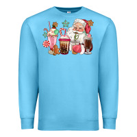 Ocean Blue pink santa christmas santa coffe cups Premium Sweatshirt - CowGirlArtShop