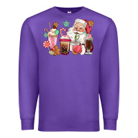 Purple pink santa christmas santa coffe cups Premium Sweatshirt - CowGirlArtShop