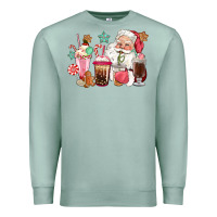 Seafoam pink santa christmas santa coffe cups Premium Sweatshirt - CowGirlArtShop