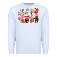 White pink santa christmas santa coffe cups Premium Sweatshirt - CowGirlArtShop
