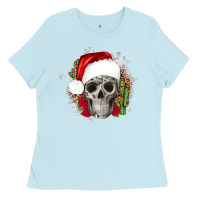 Baby Blue skull Christmas cactus Ladies Tee - JahusDesignShop