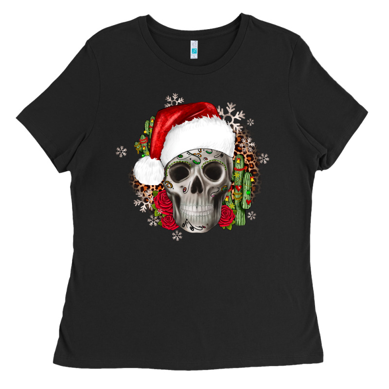 Skull Christmas Cactus Ladies Tee by JahusDesignShop | Teevron