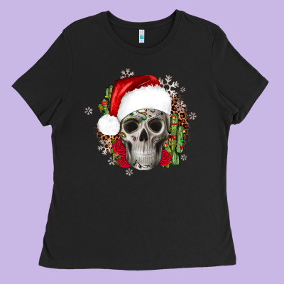 Skull Christmas Cactus Ladies Tee Designed By Jahusdesignshop