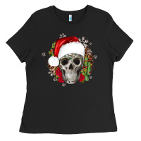 Black skull Christmas cactus Ladies Tee - JahusDesignShop