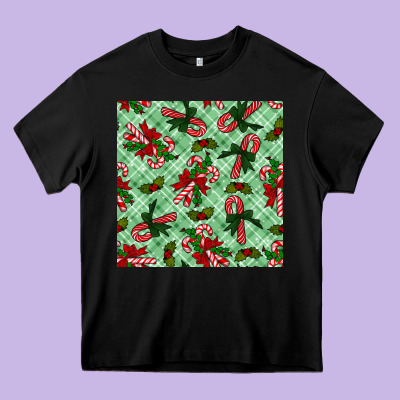 Christmas Candy Cane Seamless Pattern Heavy Core Tee Designed By Bundleandbundleshop