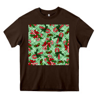 Chocolate Brown christmas candy cane seamless pattern Heavy Core Tee - BundleAndBundleShop