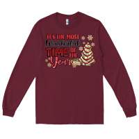 Burgundy its the most wonderful time of the year Long Sleeve Tee - MaliasSmallBusiness
