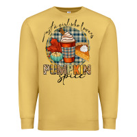 Antique Gold just a girl who loves pumpkin spice Premium Sweatshirt - CowGirlArtShop
