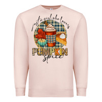 Pale Pink just a girl who loves pumpkin spice Premium Sweatshirt - CowGirlArtShop