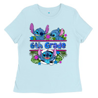 Baby Blue preview flower stitch 6 th grade Ladies Tee - AdoDesignShop