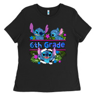 Black preview flower stitch 6 th grade Ladies Tee - AdoDesignShop