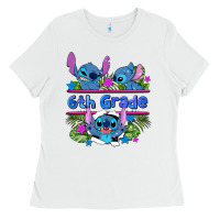 White preview flower stitch 6 th grade Ladies Tee - AdoDesignShop