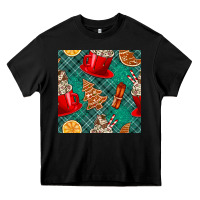 Black christmas hot chocolate and cookie seamless pattern Heavy Core Tee - BundleAndBundleShop