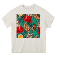 Cream christmas hot chocolate and cookie seamless pattern Heavy Core Tee - BundleAndBundleShop