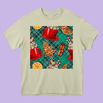 Christmas Hot Chocolate And Cookie Seamless Pattern Heavy Core Tee Designed By Bundleandbundleshop