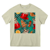 Mossy christmas hot chocolate and cookie seamless pattern Heavy Core Tee - BundleAndBundleShop