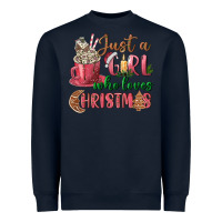 Navy Pink Just a girl who loves Christmas Heavyweight Sweatshirt - NancyCooperArtShop