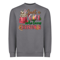 Storm Pink Just a girl who loves Christmas Heavyweight Sweatshirt - NancyCooperArtShop