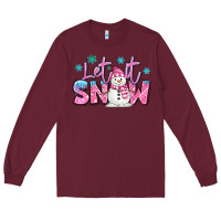 Burgundy let it snow pink christmas snowman Long Sleeve Tee - MaliasSmallBusiness