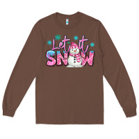 Chestnut let it snow pink christmas snowman Long Sleeve Tee - MaliasSmallBusiness