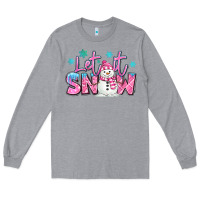 Heather Grey let it snow pink christmas snowman Long Sleeve Tee - MaliasSmallBusiness