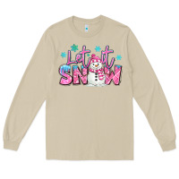 Mushroom let it snow pink christmas snowman Long Sleeve Tee - MaliasSmallBusiness