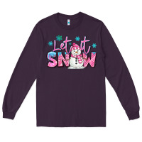 Plum let it snow pink christmas snowman Long Sleeve Tee - MaliasSmallBusiness