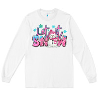 White let it snow pink christmas snowman Long Sleeve Tee - MaliasSmallBusiness