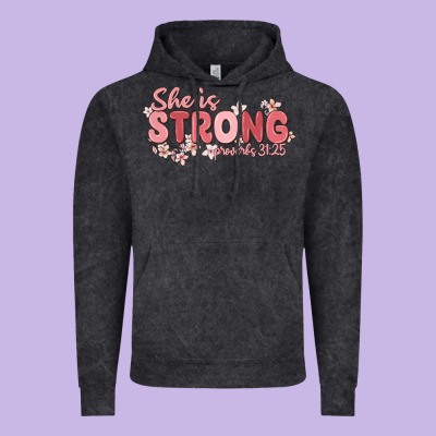 She Is Strong Proverbs 31 25 Vintage Hoodie Designed By Maliassmallbusiness