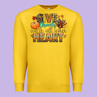 Give Thanks With All Your Heart Premium Sweatshirt Designed By Cowgirlartshop