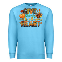 Ocean Blue give thanks with all your heart Premium Sweatshirt - CowGirlArtShop