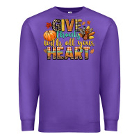 Purple give thanks with all your heart Premium Sweatshirt - CowGirlArtShop