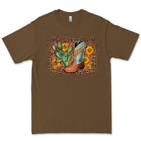 Cacao cowboy boots cactus leopard Premium Tee - AdoDesignShop