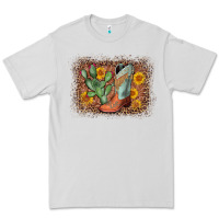 Dove Grey cowboy boots cactus leopard Premium Tee - AdoDesignShop