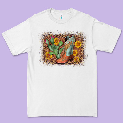 Cowboy Boots Cactus Leopard Premium Tee Designed By Adodesignshop