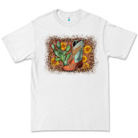White cowboy boots cactus leopard Premium Tee - AdoDesignShop
